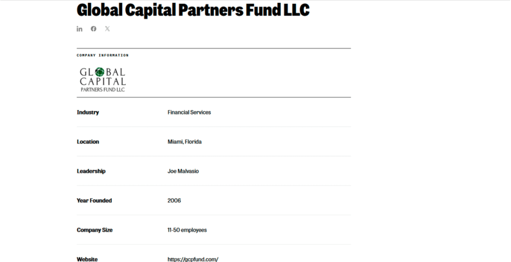 global capital partners fund complaints